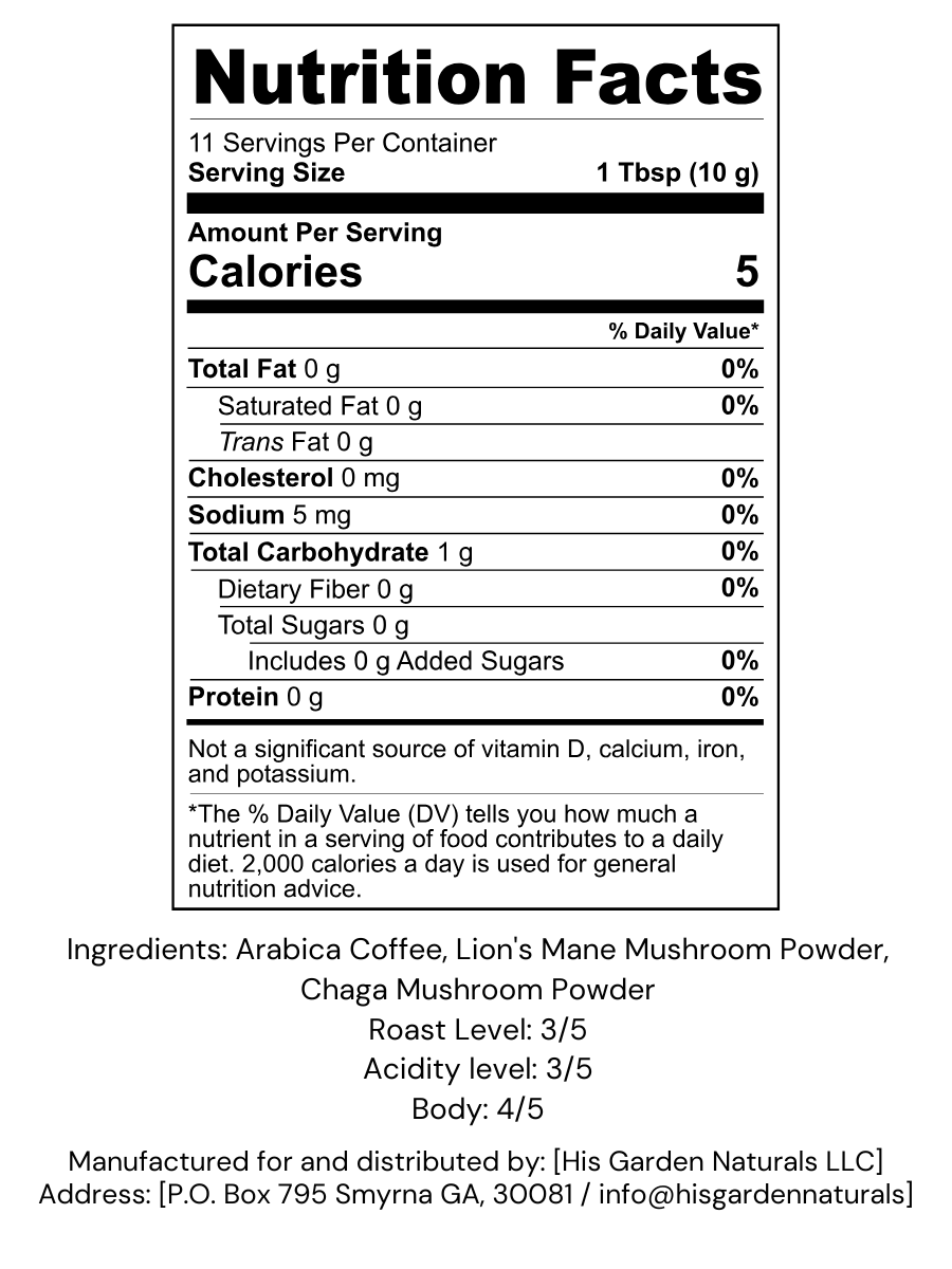 Coffee & Mushroom Clarity Boost- Lion’s Mane & Chaga 16oz